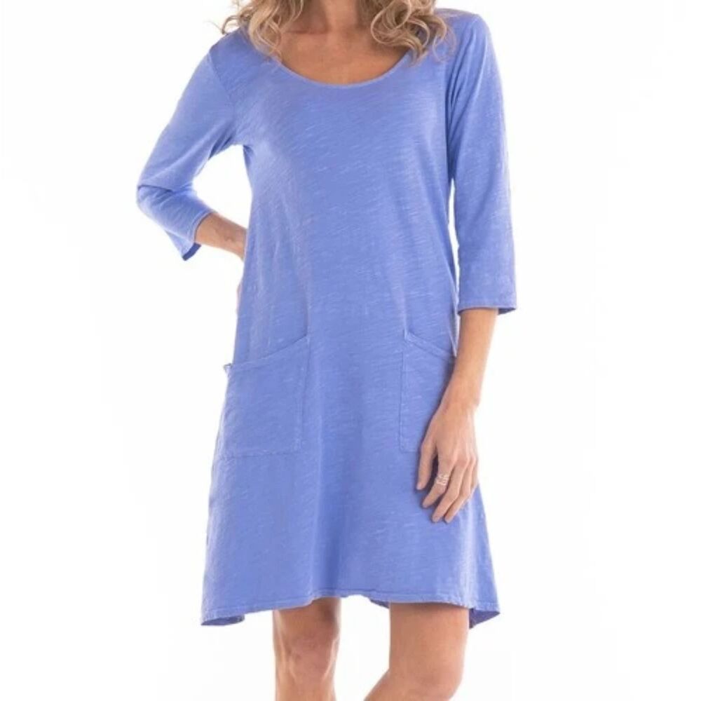 Fresh Produce Dalia Dress Sz XL Pockets Cotton Lagenlook Flowy Beachy Casual